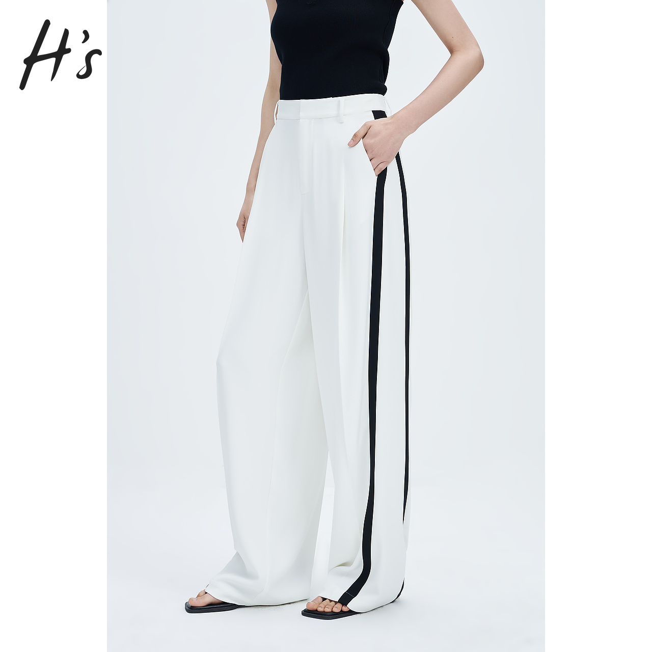 10793187.夏季新款时尚百搭拼接高级感女士休闲裤