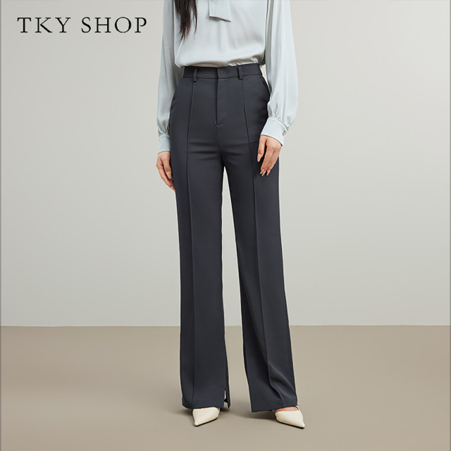 10795032.【专柜同款】TKYSHOP百搭休闲直筒长裤春秋款通勤长裤