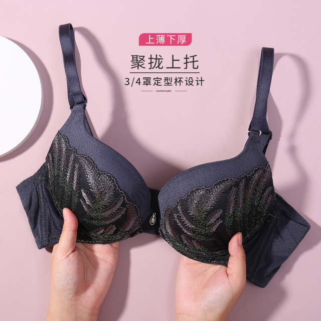 10816261.古今上薄下厚杯蕾丝刺绣聚拢内衣女文胸罩