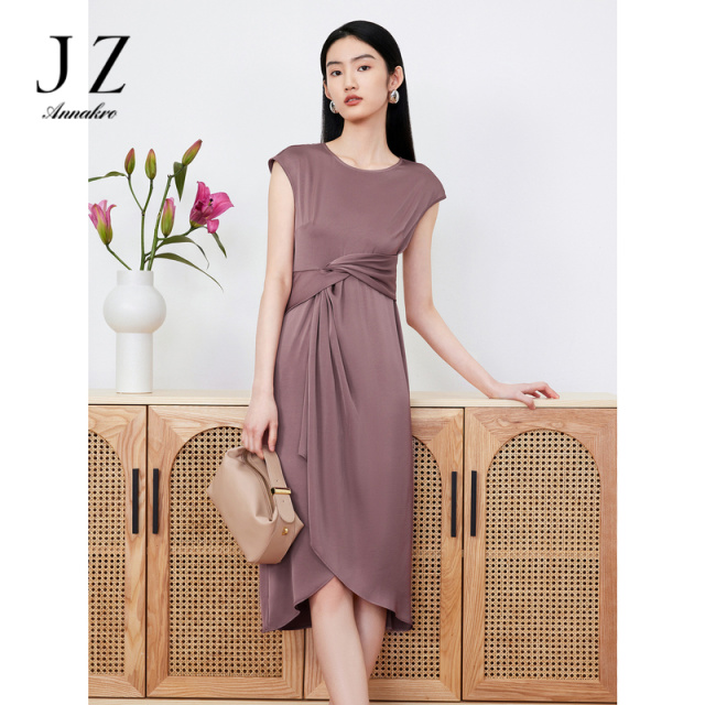 10819379.JZ玖姿无袖连衣裙女装夏季新款OL风知性裙子纯色