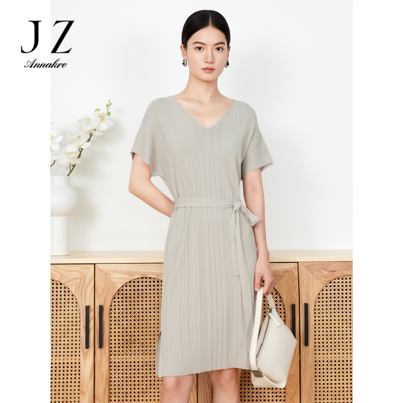 10819219.JZ玖姿针织连衣裙女装夏季新款收腰连衣裙
