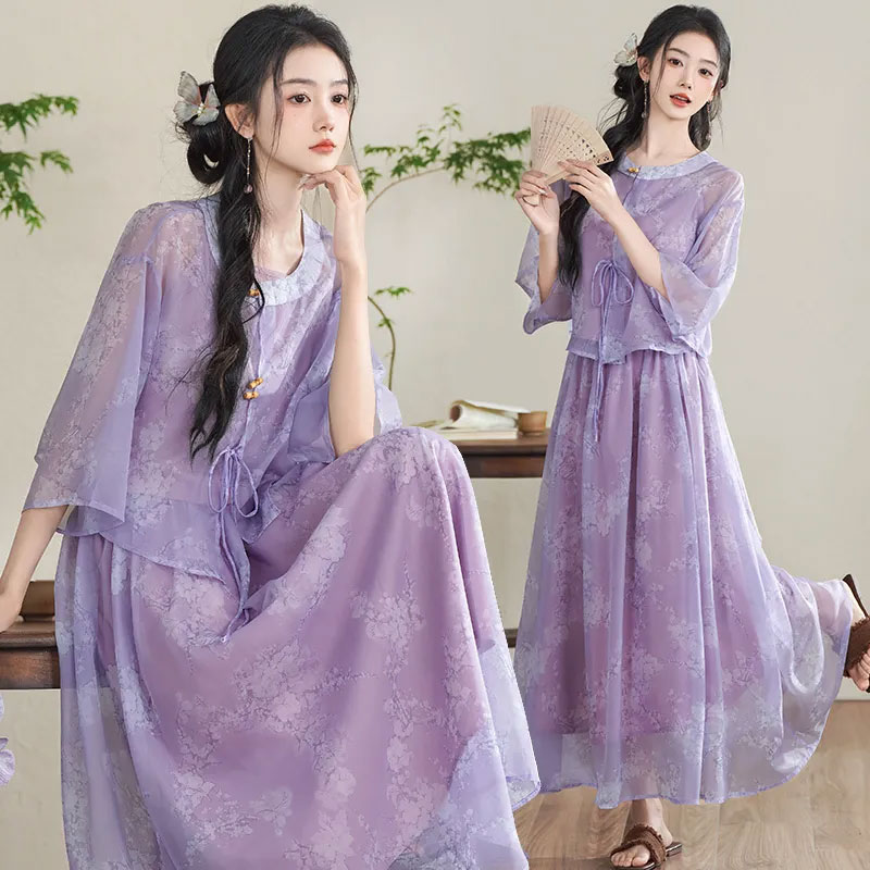 13459414.初云紫衣春夏装 女新中式国潮中袖汉服吊带圆领开衫半身裙三件套2355