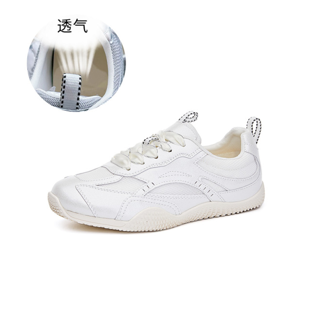 10847811.墨斯本真皮运动鞋女新款夏季女鞋平底透气阿甘鞋休闲百搭芭蕾德训鞋11172