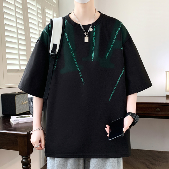 10859393.淘贝鼠夏季男式潮流时尚大码印花圆领T恤【淘贝鼠男装XJ】