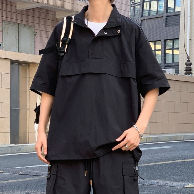 10873273.7-CY夏季美式男新款宽松工装半拉链短袖T恤【7-CY男装XJ】