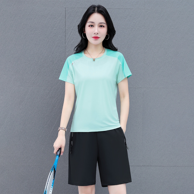 10878548.7-CY女新款运动冰感洋气减龄透气薄款夏季短袖套装【7-CY女装XJ】
