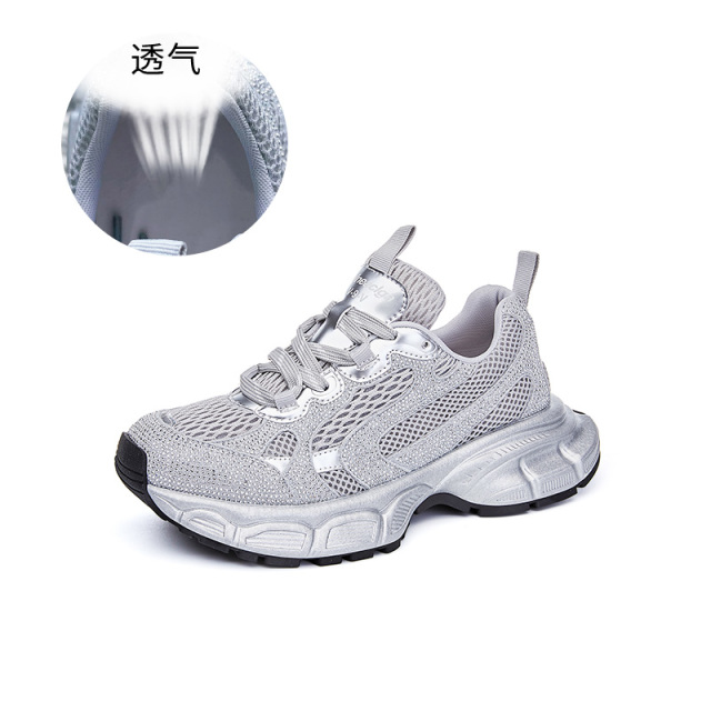 10894087.墨斯本新款吸膜底老爹鞋女夏季厚底闪耀运动鞋女轻薄网面鞋透气女鞋11213