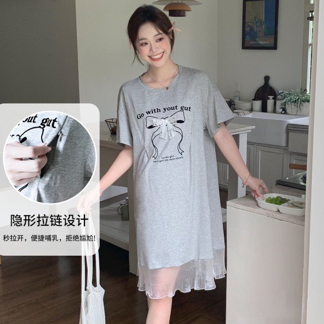 10899631.兔妈孕妇装2024新款夏装孕妇连衣裙大码产后哺乳孕妇裙夏季喂奶裙