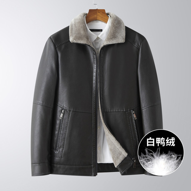12147315.【皮羽绒】冬季短款时尚保暖皮羽绒皮衣外套