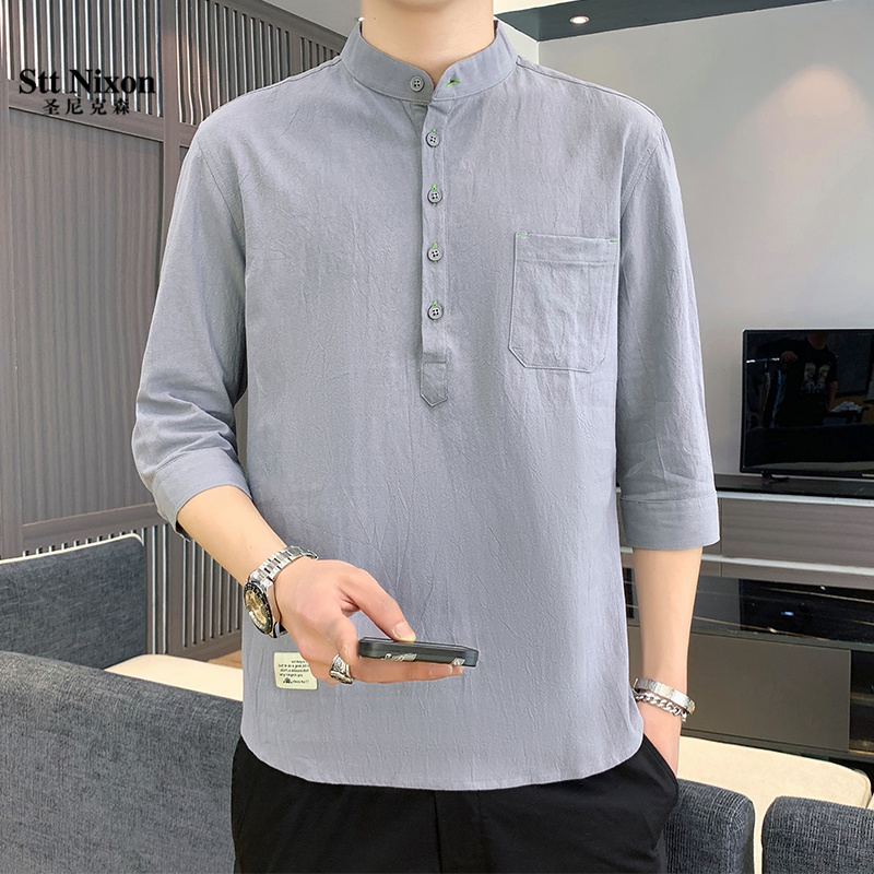 10963098.2026秋季新款男士百搭纯棉潮流七分袖衬衫
