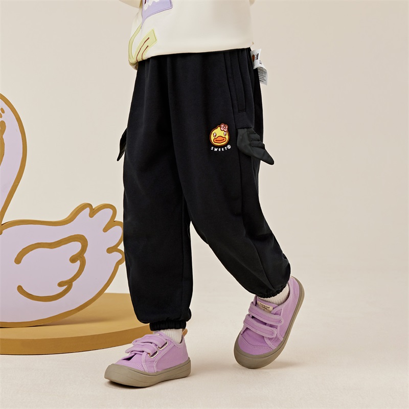 12661749.B.Duck小黄鸭童装女童新款春秋宽松萌趣可爱针织长裤