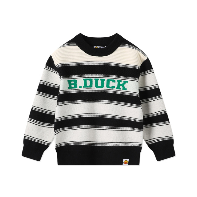 12661752.B.Duck小黄鸭童装男童舒适百搭条纹套头毛衣