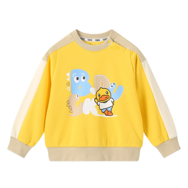 12661253.B.Duck小黄鸭童装男童新款宽松搞怪上衣春秋拼接圆领卫衣