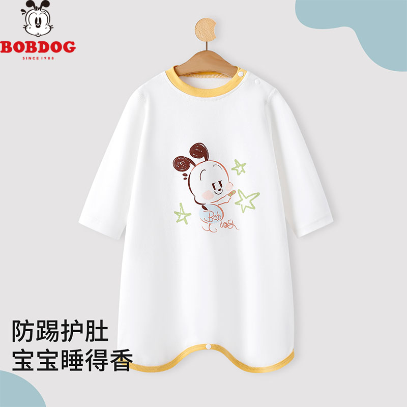 13668419.巴布豆【A类纯棉】纯棉婴儿睡袍春秋季护肚防踢被亲肤男女宝宝哈衣