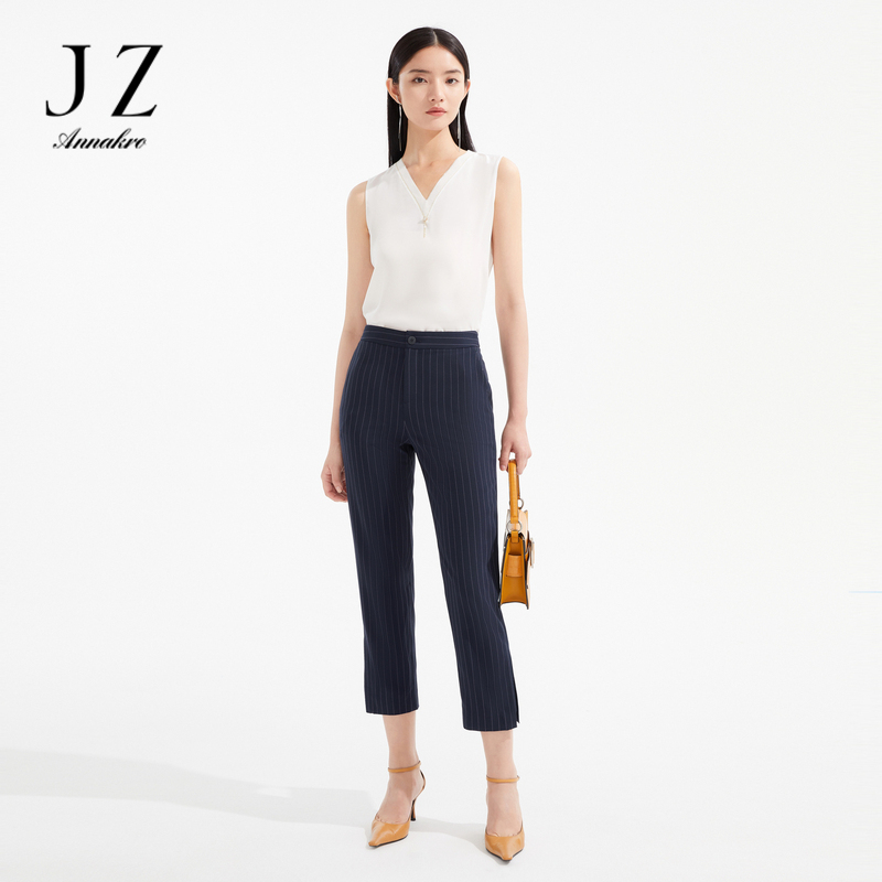11011343.JZ玖姿商场同款通勤条纹西装裤女装夏季休闲裤JWCX11102