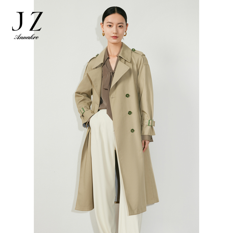 11010213.JZ玖姿休闲风衣女装2023春季新款通勤外套卡其色