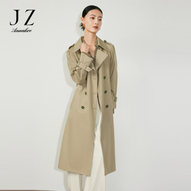 11010213.JZ玖姿休闲风衣女装2023春季新款通勤外套卡其色