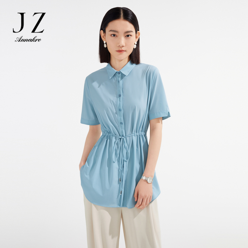 11014852.JZ玖姿商场同款冰川蓝果冻衬衫女夏季休闲上衣JWCX60212