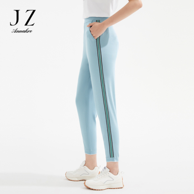 11015053.JZ玖姿商场同款冰川蓝针织休闲裤女装2023夏季新款裤子JWCX11012