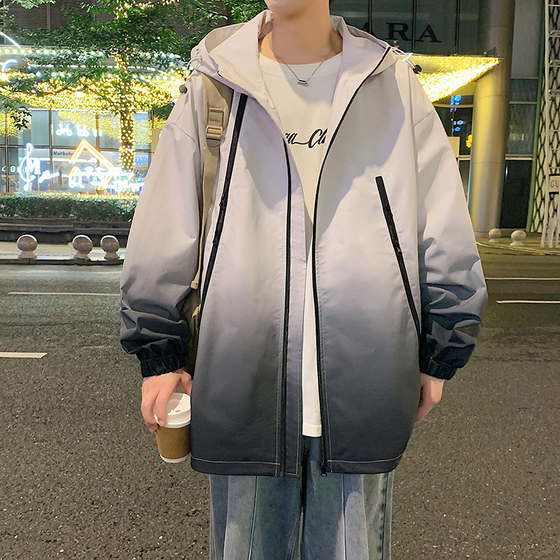 11044684.季婕渐变拉链设计感男款春秋新款宽松潮流防风夹克【季婕男装1】