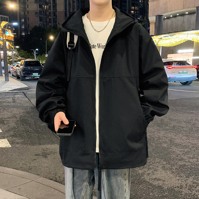 11044692.季婕户外男款式冲锋外套春秋新款潮牌防风连帽工装外套【季婕男装1】