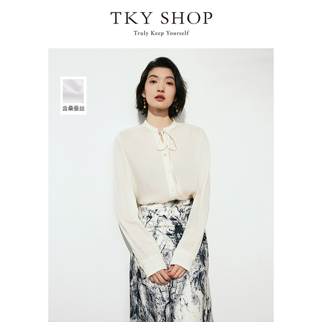 11049200.TKY SHOP 设计感系带领衬衫2024年夏季款
