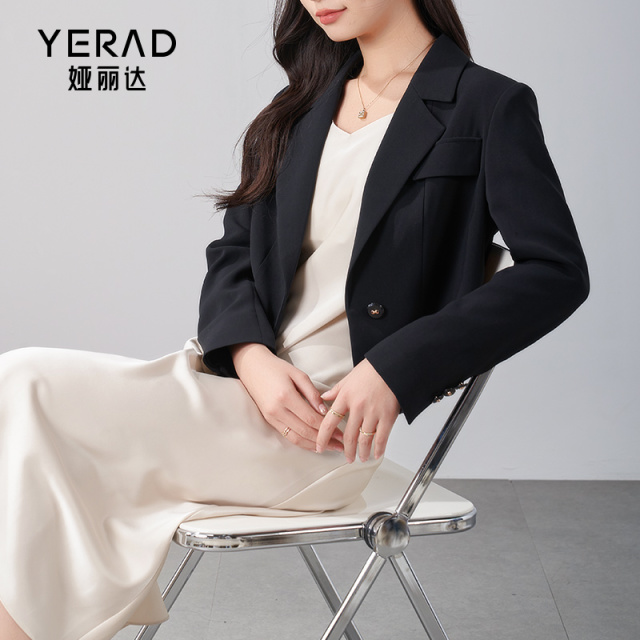 11051673.【娅丽达】小个子短款西装外套女时尚收腰显瘦小西服女上衣