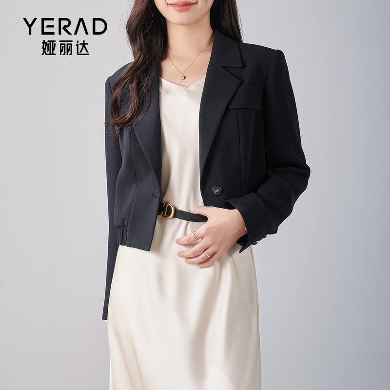 11051673.【娅丽达】小个子短款西装外套女时尚收腰显瘦小西服女上衣