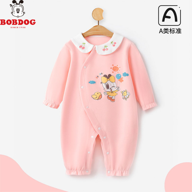 13667945.巴布豆A类婴儿连体衣四季纯棉女宝可爱长袖印花哈衣爬服