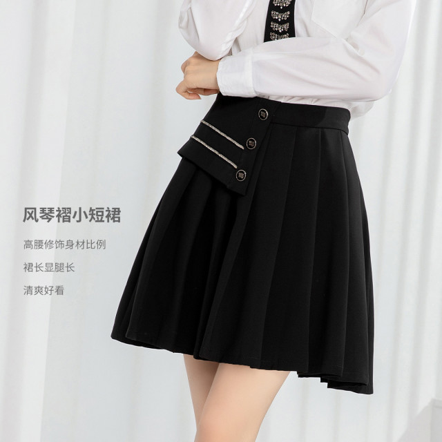 11093356.【清仓特卖】【不规则百褶】设计感纯色半身裙高腰显瘦减龄a裙