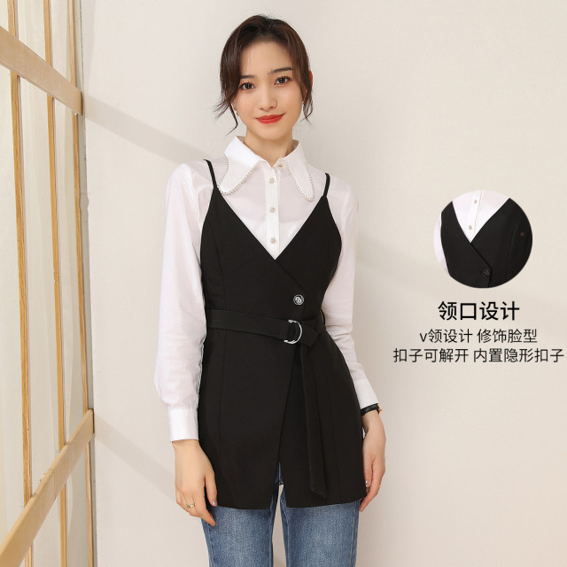 11095015.【清仓售罄不补】依贝奇吊带西装马夹新款时尚通勤不规则外搭上衣女