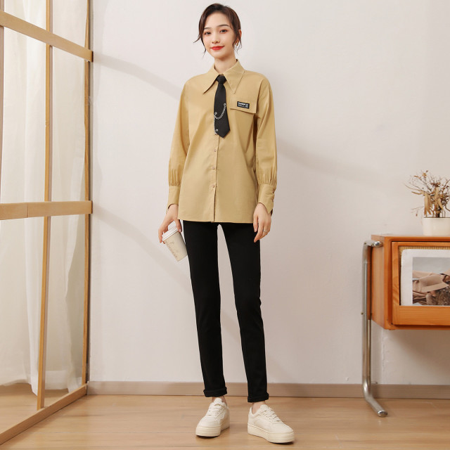 11094581.【专柜新品】衬衫新款时尚气质简约百搭宽松舒适纯色衬衣女