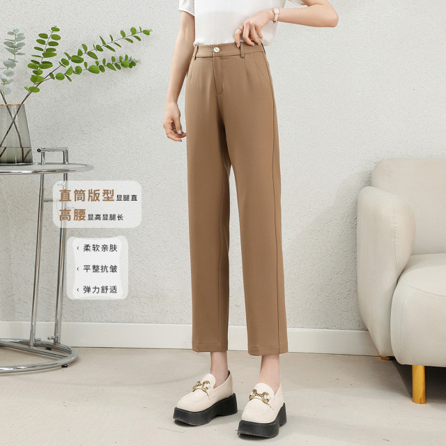 11095856.【清仓特卖】高腰简约版西裤纯色百搭气质通勤女长裤