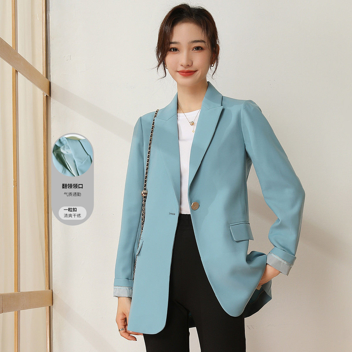 11098638.【清仓售罄不补】【西服】纯色商务通勤西装一手长外套女