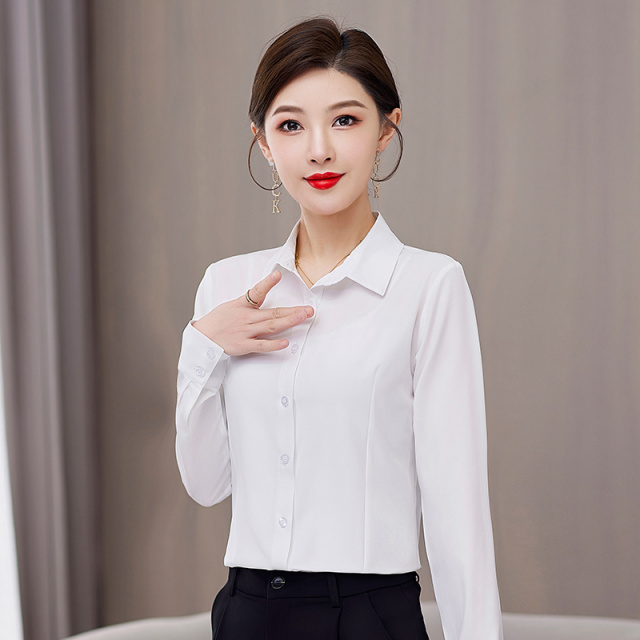 11103157.七玻威气质女式春秋新款显瘦职业装基础款时髦修身长袖衬衫【七玻威女装1】