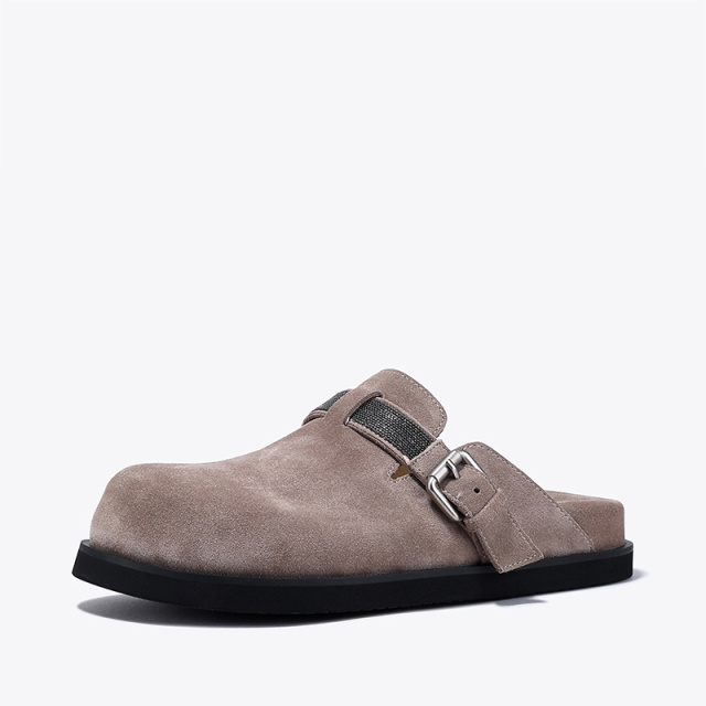 11125912.BellaLily2024秋季新款无后跟圆头勃肯鞋女外穿半包拖鞋舒适单鞋
