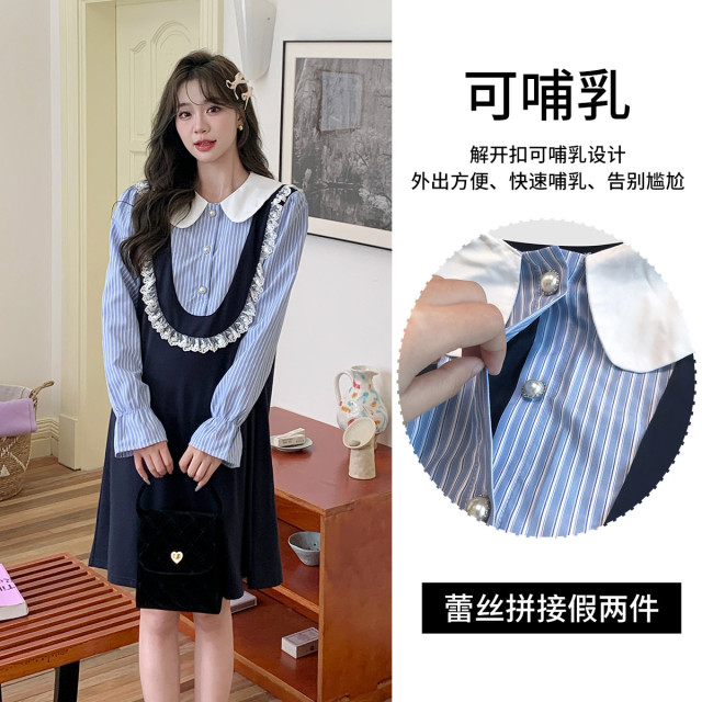11145062.兔妈孕妇装2024新款大码连衣裙孕妇娃娃裙产后哺乳裙孕期宽松秋装