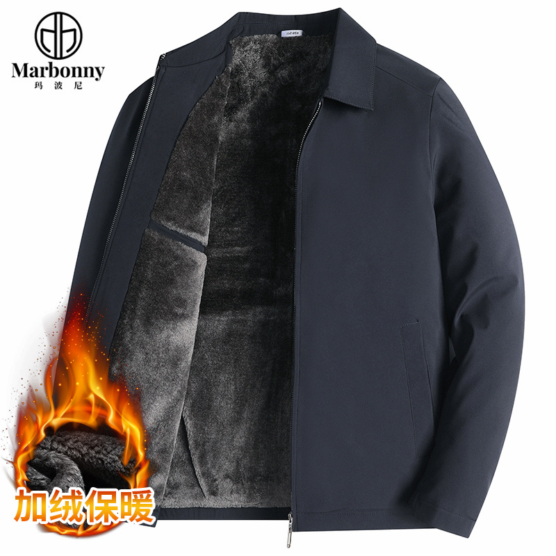 11158246.玛波尼男士爸爸冬季加绒加厚保暖夹克翻领中老年棉衣冬装夹克外套