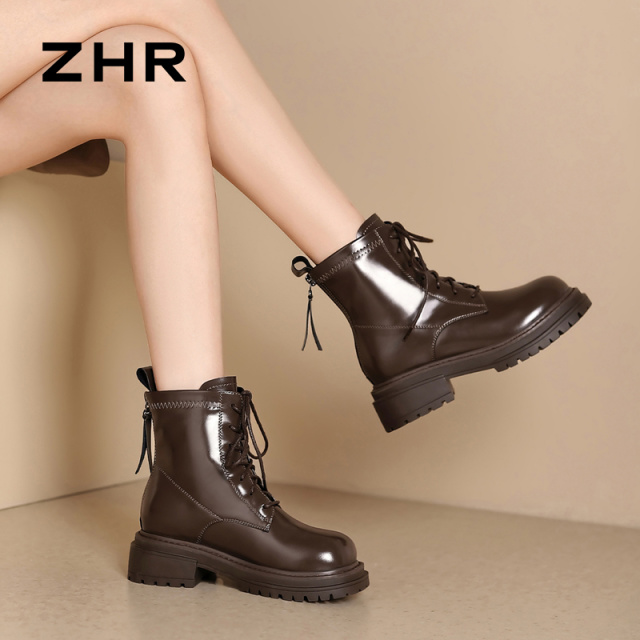 12734184.【ZHR则则】马丁靴[单里]圆头中跟后拉链女鞋[PU]
