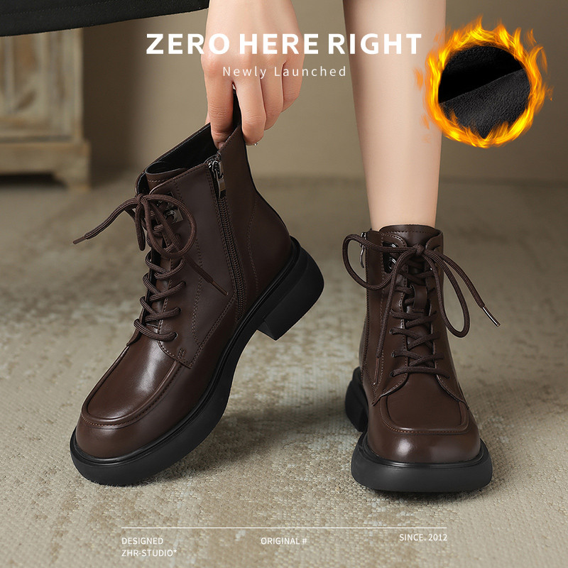 12733613.【ZHR则则】马丁靴[短绒]圆头厚底侧拉链女鞋[PU]