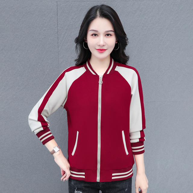 11180495.七玻威春秋新款女式棒球服插肩撞色潮流洋气百搭外套【七玻威女装1】