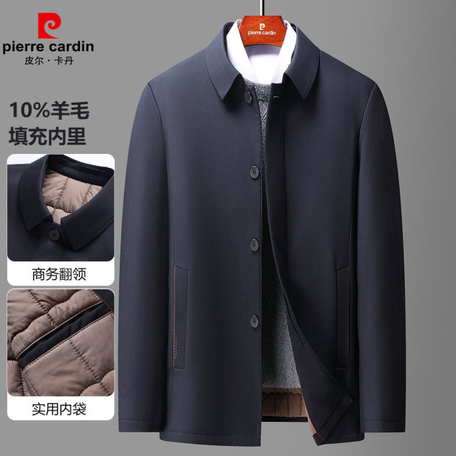 12147243.【10%绵羊毛填充】秋冬轻便商务翻领单排扣夹克棉服男