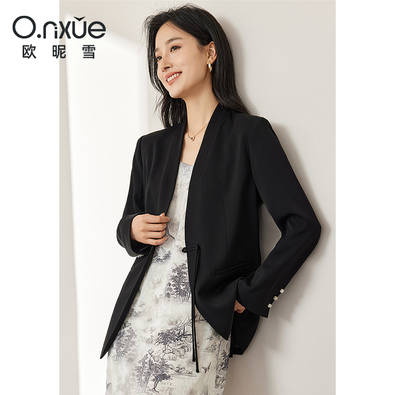 11190263.欧昵雪【时尚商务通勤小西服】新中式简约感V领西装外套女