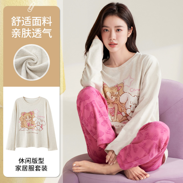 13647816.品彩【可爱减龄】高颜值睡衣女长袖长裤套头可外穿家居服24119