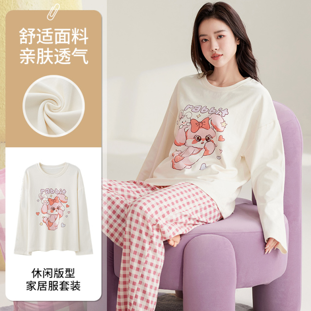 13647815.品彩【可爱减龄】高颜值睡衣女长袖长裤套头可外穿家居服24108