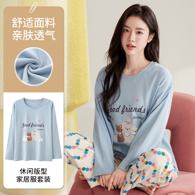 13647814.品彩【可爱减龄】高颜值睡衣女长袖长裤套头可外穿家居服24114