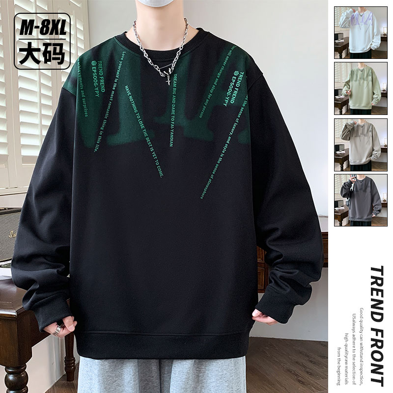 11209860.淘贝鼠春秋上新男款卫衣M-8XL潮流字母印花设计感圆领百搭上衣【淘贝鼠男装1】