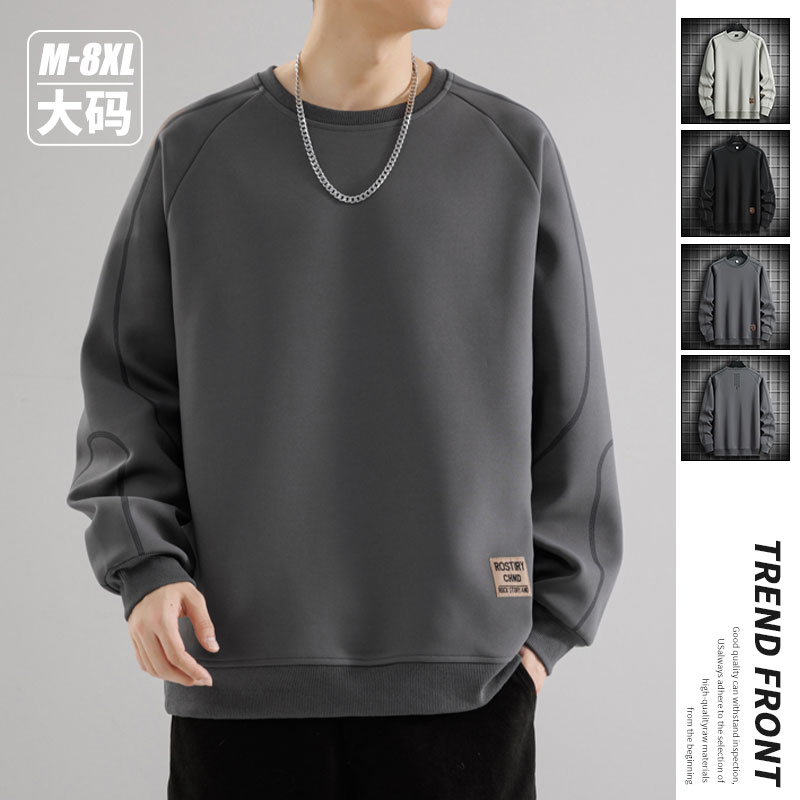 11209861.淘贝鼠春秋上新男款卫衣M-8XL潮流线条设计圆领百搭上衣【淘贝鼠男装1】