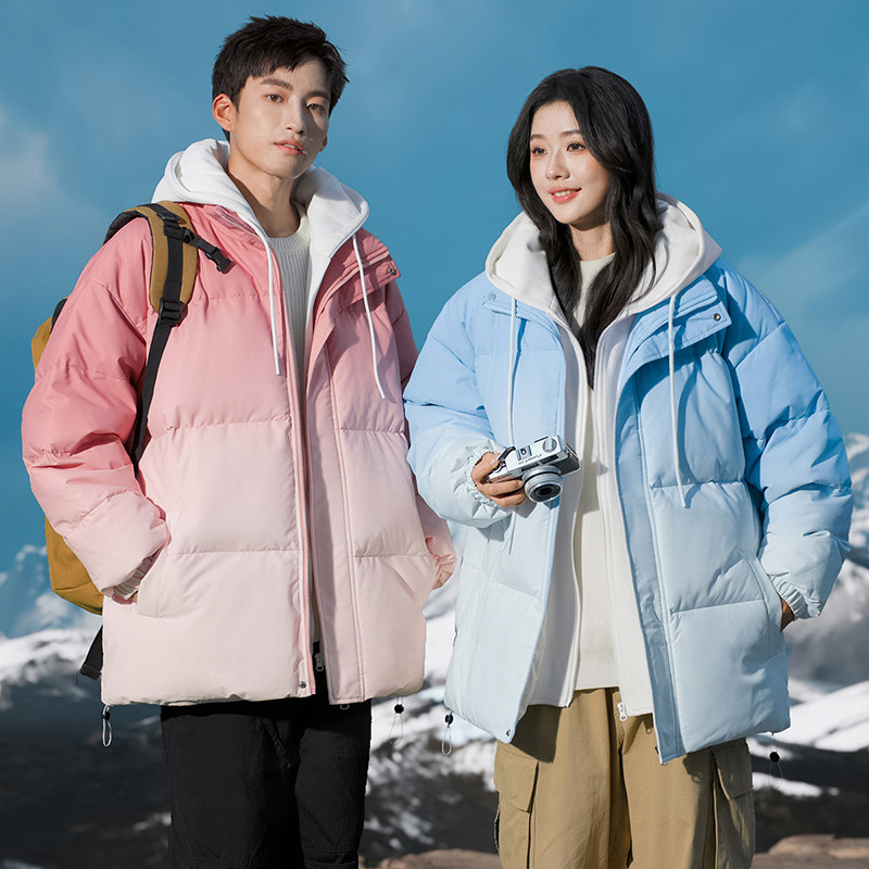 11209951.七玻威秋冬上新男款渐变色潮流情侣款保暖连帽百搭棉衣【七玻威男装1】