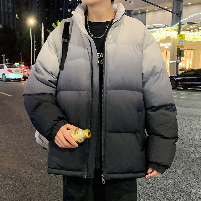 11225883.淘贝鼠秋冬新款男式渐变立领面包服潮流情侣款保暖百搭棉衣【淘贝鼠男装1】